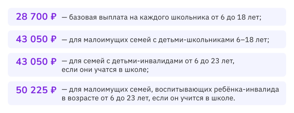 выплаты к школе в 2025