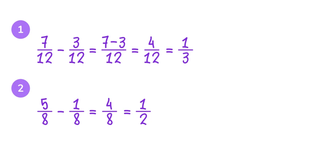 вычитание дробей