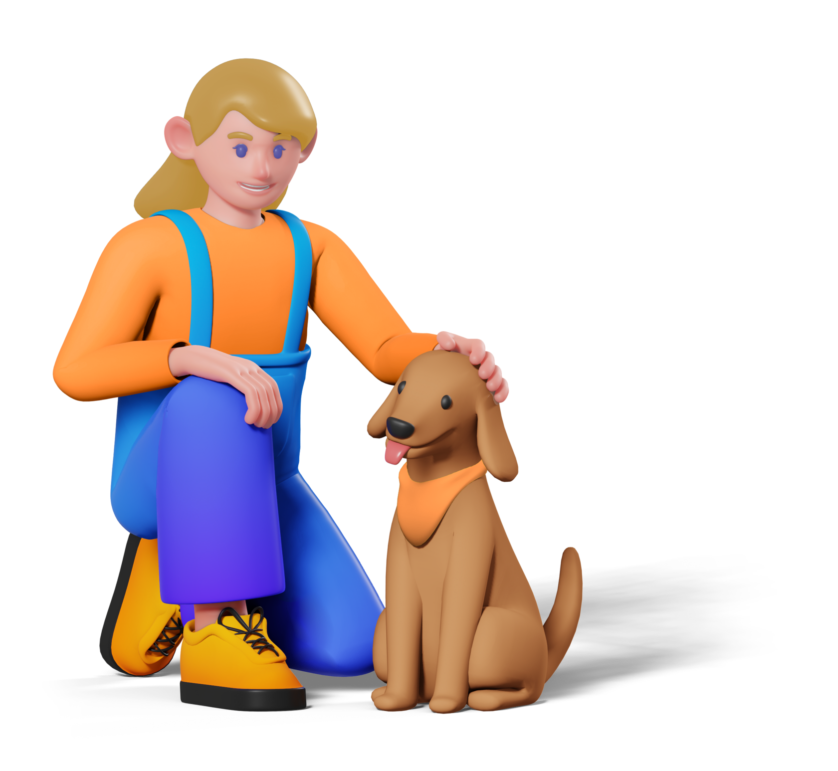 Девочка гладит собаку